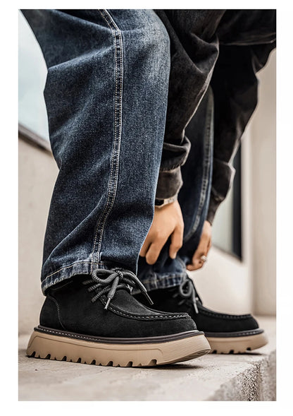 Men's luxury suede leather shoes lace up comfortable ankle boots classic retro leather boots outdoor sports and leisure shoes