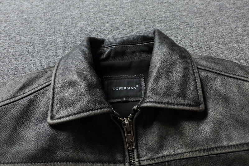 Genuine Leather Coats Autumn Mens Cloting Short Motorcycle Jackets Slim Fit Style Size S-7XL Chaquetas Para Hombre