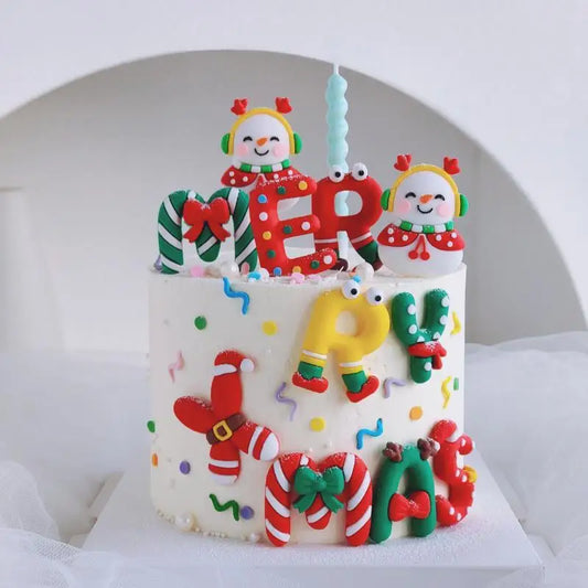 2026 New Merry Christmas Cake Toppers Cartoon Santa Claus DIY Resin Kids Xmas Party Cake Topper Gift Birthday Dessert Decoration