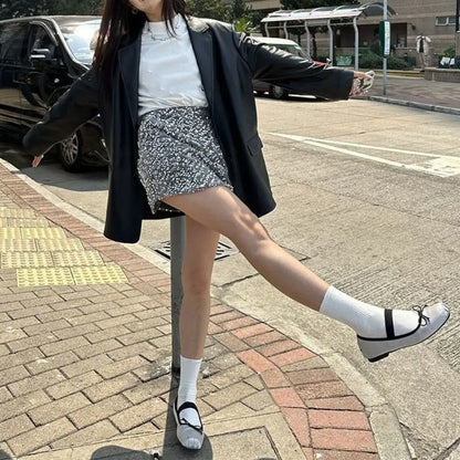 Fashion Lapel Collar Leather Jacket Women Outerwear Korean Chic Vintage PU Coats Loose Retro Suit Leather Jacket Autumn/Winter