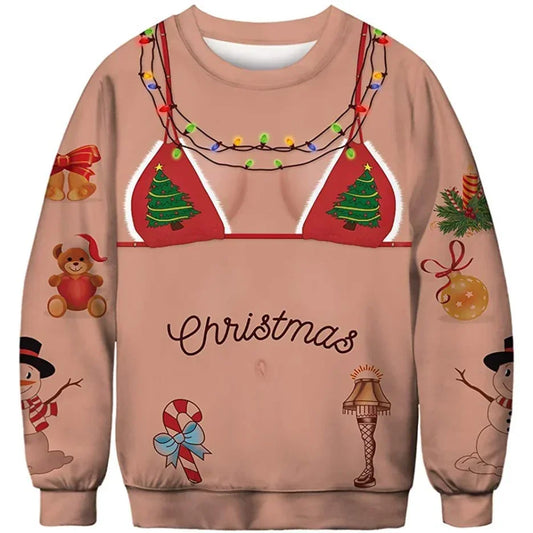 Christmas Sweater Novelty Funny Light Up Ugly Christmas Sweater For Men And Women 3D Printing Pullover Jumpers Warm Sweater