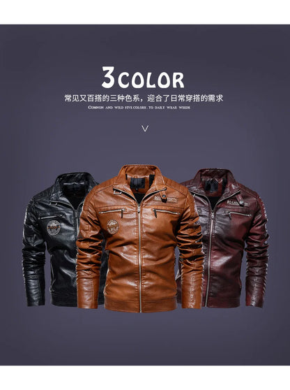 Men's Leather Jacket 2024 Autumn Winter New Plush Loose Outdoor Travel Motorcycle Coat Men Fashionable Trendy Leather Clothing