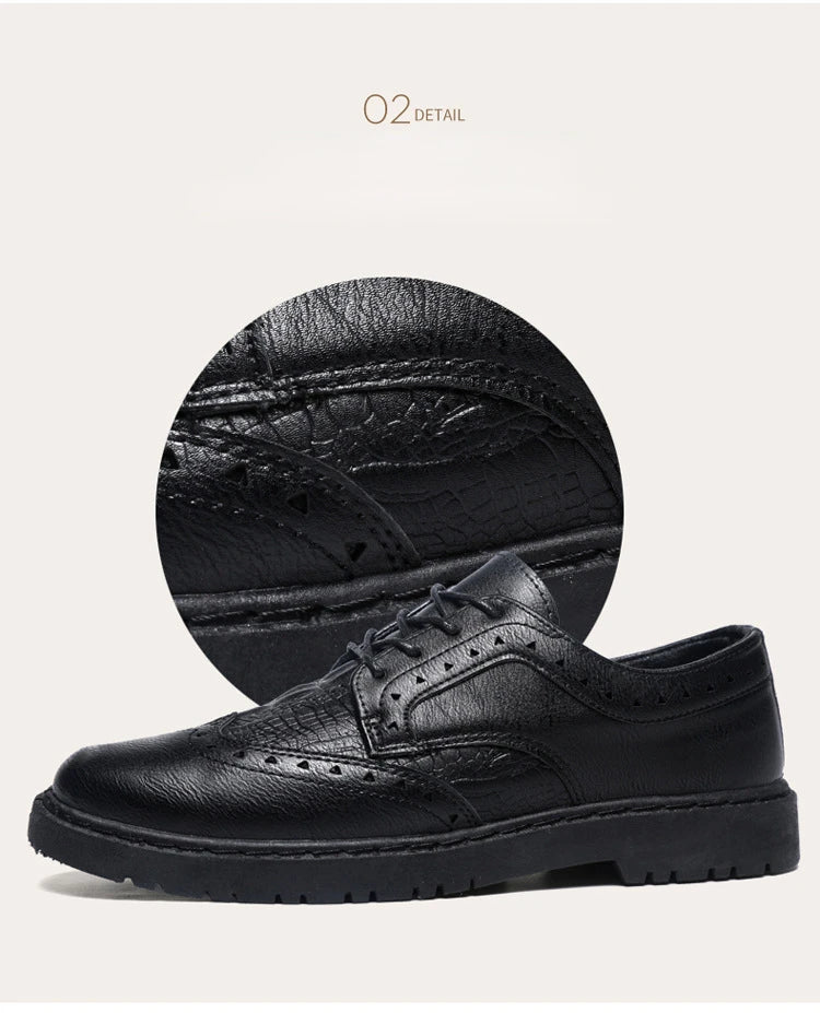 Leather Shoes for Men Luxury High Quality Brogue Shoes comfortable Soft Sole Men's Casual Shoes Lace Up Men Business Dress Shoe