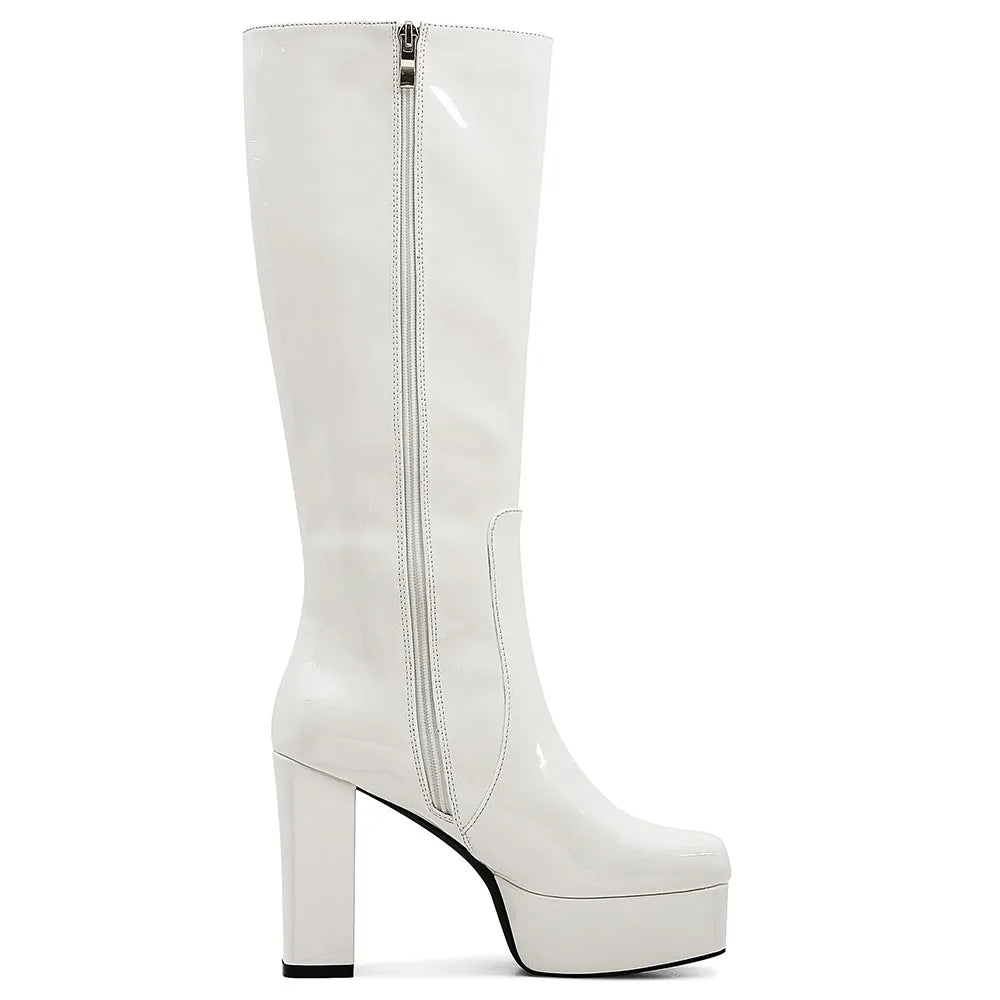 DoraTasia Round Toe Chunky Heel Platform Women's Knee High Boots INS Stylish Comfortable Side Zipper Winter Boots For Woman