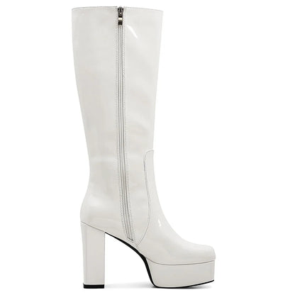 DoraTasia Round Toe Chunky Heel Platform Women's Knee High Boots INS Stylish Comfortable Side Zipper Winter Boots For Woman