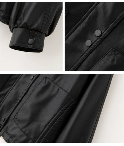 2025 Winter Leather Jacket Women Add-velvet Thicken Warm Coats Loose Hooded Short Jackets Streetwear Windproof Leather Outerwear