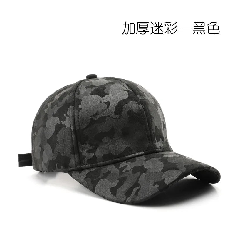 Leather Suede PU Camouflage Baseball Cap Men and Women Autumn Winter Hip Hop Adjustable Outdoor Snapback Hat