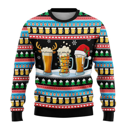 Hilarious Ugly Christmas Sweaters For Women Funny Santa Claus Beer Sweater Joke Unisex Spandex Blend Christmas Jumper Set Tops
