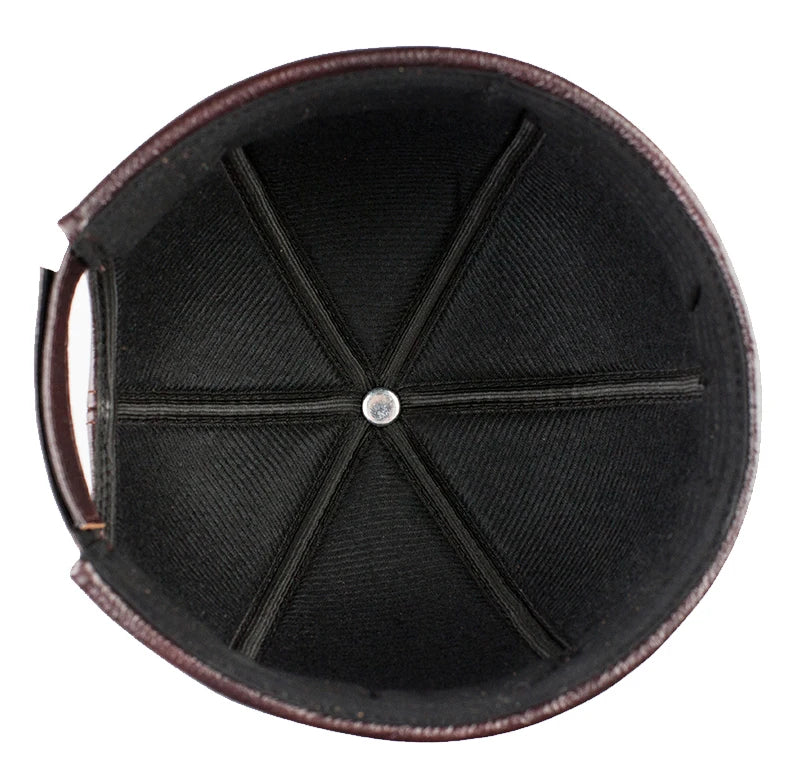 Real Leather Retro Hat Casual Landlord Chinese-Style Hat Genuine Leather Cap Thin Round Caps Fashion Winter Autumn Luxury Hats