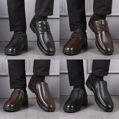 Genuine Leather Men Casual Shoes Luxury British Business Men Shoes Fashion Round Toe Lace Up Autumn Winter Old Man's Footwear