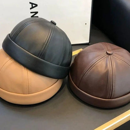 Men Women PU Leather Landlord Caps Retro Autumn Winter Adjustable Melon Skin Hats Hip Hop Hat Painter Cap Fashion Men Street Hat