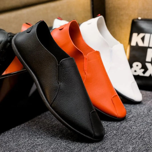 Leather Shoes Men's Shoes 2023 Spring and Autumn Season New Soft Sole Bean Shoes, Casual Shoes, Men's Lazy Shoes, Single Shoes