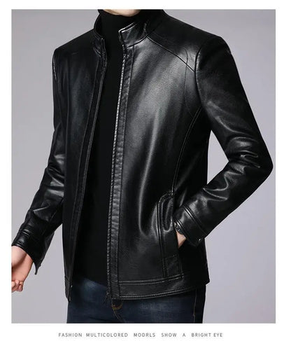 Warmth Thiened Real Leather Jaet Men's Casual Busin Sle eepskin Coat Dad Coat Loose Fit Winter Outerwear