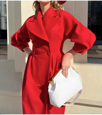 Winter Coat For Women Fashion Solid Loose Lapel Double Breasted Trench Vintage Long Sleeve Jackets Warm Thick Woman New In Coats