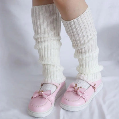 Winter Sweet Lolita Autumn Wool Ball Knitted Leg Warmers Leg Warm Socks Foot Cover Knee Cover