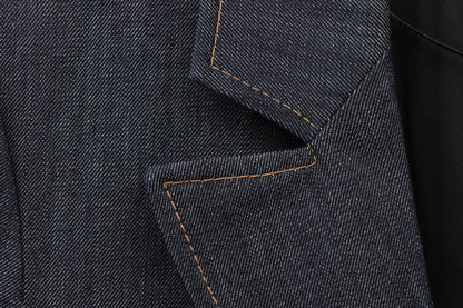 Women Casual Denim Blazer Coat Spring Autumn Female Single Breasted Long Sleeve Lapel Suit Jacket With Pockets New Fashion Outwe