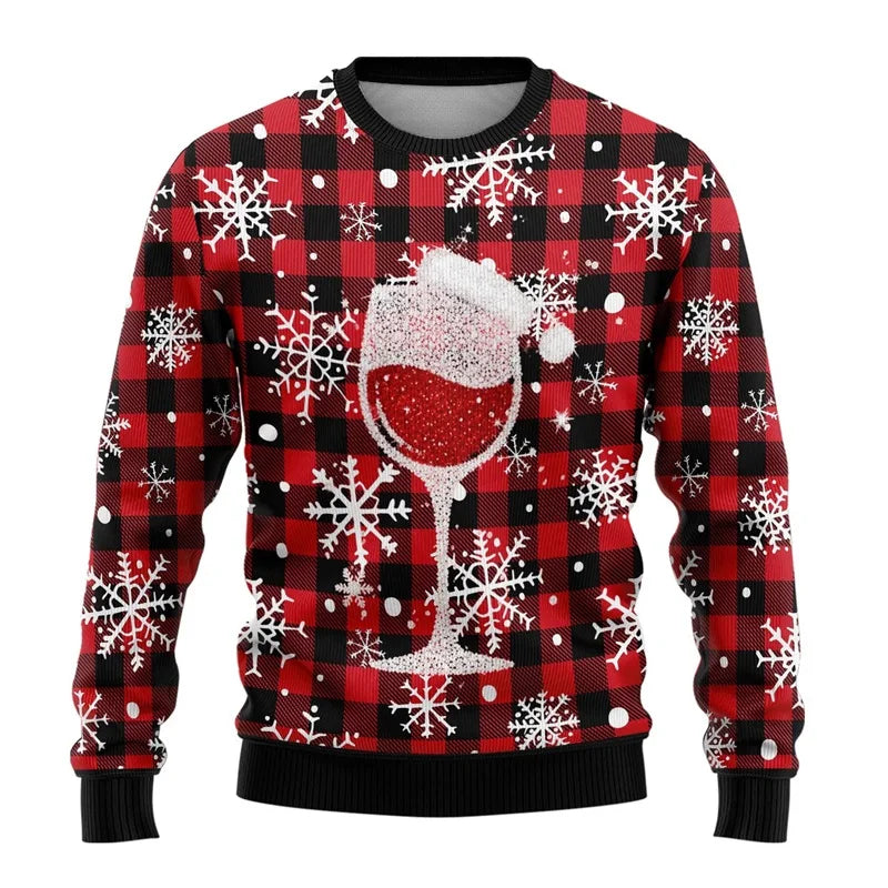 Merry Christmas Wine Ugly Christmas Sweaters For Men Women Wine Bottle Printes Pullover Sweatshirts New In Christmas Jumper