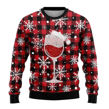 Merry Christmas Wine Ugly Christmas Sweaters For Men Women Wine Bottle Printes Pullover Sweatshirts New In Christmas Jumper
