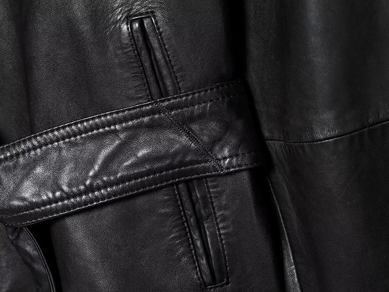 Women's Faux Leather Jacket Coats Fashion With Belt Turn-down Collar Long Sleeve Coats Autumn Winter Female Outerwear Chic Tops