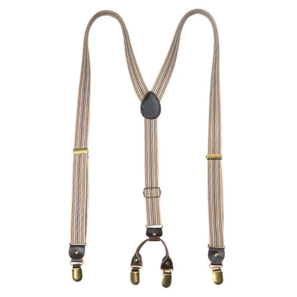 Fashion Retro Suspenders for Men British Style Metal Clip Y-Type Suspenders Anti-slip Suit Accessories Stripe Suspender Clip Men