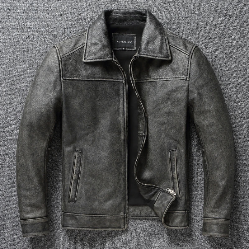 Genuine Leather Coats Autumn Mens Cloting Short Motorcycle Jackets Slim Fit Style Size S-7XL Chaquetas Para Hombre