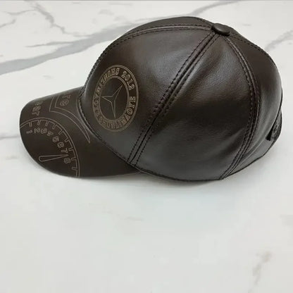 Tax excluded, add at checkout if applicable Fashion Men Genuine Cowhide Leather Baseball Cap Casual Real Leather Hat Autumn Wint