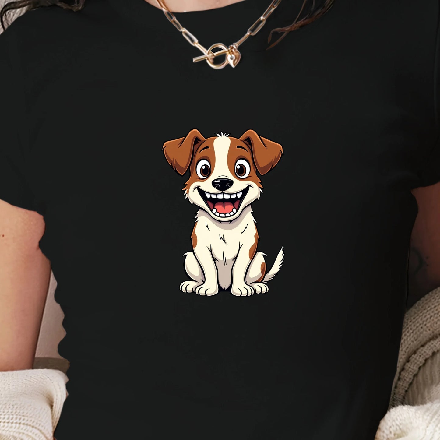Cartoon Jack Russell Terrier women's fashion short t-shirt