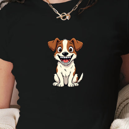Cartoon Jack Russell Terrier women's fashion short t-shirt