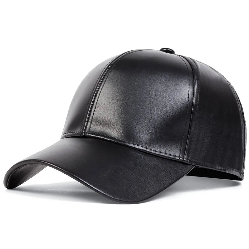 PU leather baseball cap, spring and autumn styles, men's and women's sun shading duckbill cap, solid color, simple daily leisure