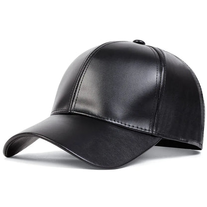 PU leather baseball cap, spring and autumn styles, men's and women's sun shading duckbill cap, solid color, simple daily leisure