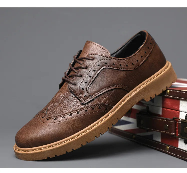 Leather Shoes for Men Luxury High Quality Brogue Shoes comfortable Soft Sole Men's Casual Shoes Lace Up Men Business Dress Shoe