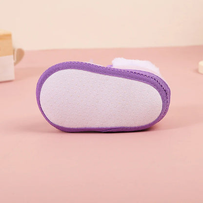 Cute Baby Girls Winter Boots Warm Fleece Lined Snow Shoes with Anti-Slip Sole for Toddlers in Cold Weather