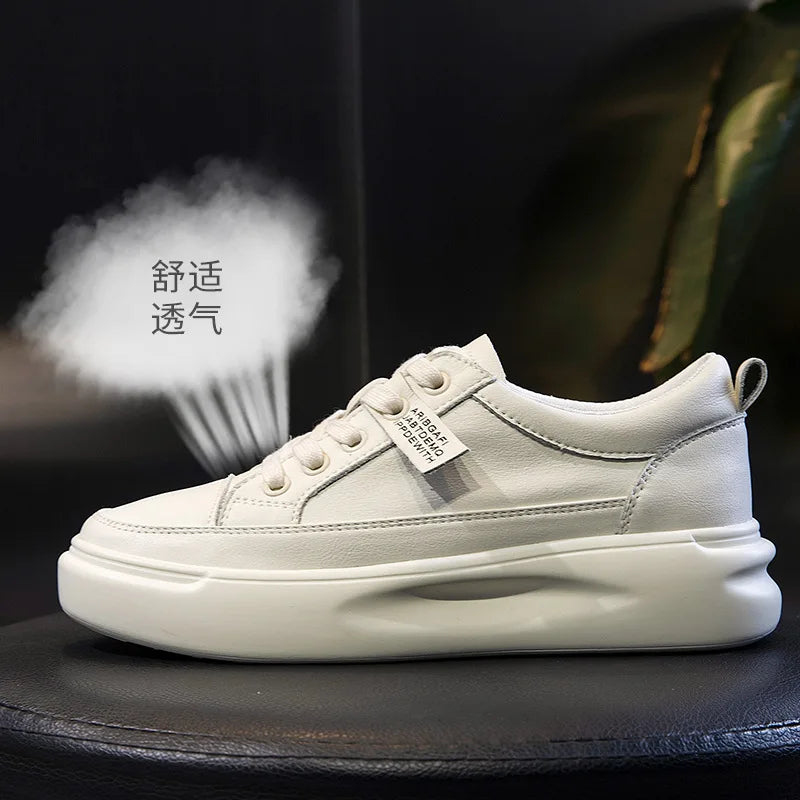 Leather sneakers 2025 Autumn/winter New Single Shoe Thick Soled Women's Shoes Flat Soled Shoes Casual Shoe Women's Board Shoes
