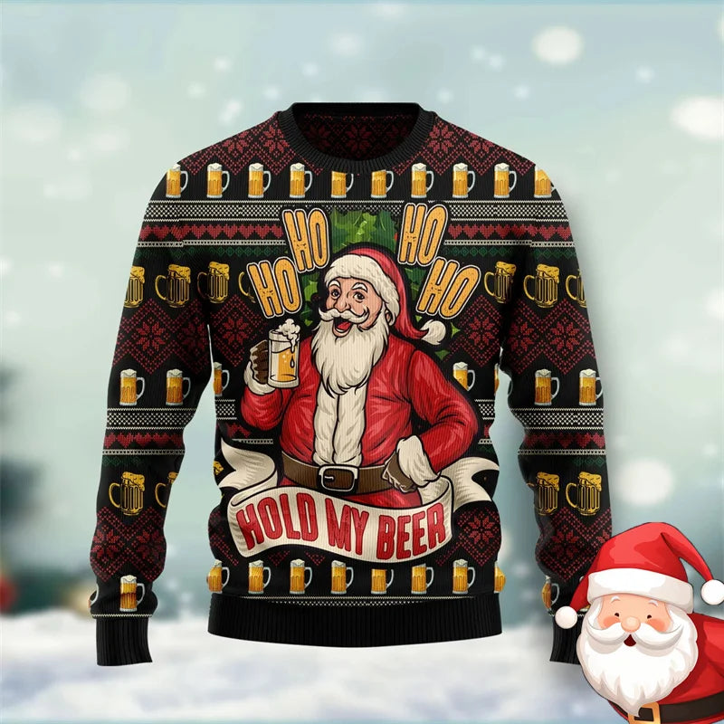 Christmas Family Party Ugly Beer Sweater For Men Funny Fashion O-neck Pullover Sweatshirt Merry Christmas Trend Design Sweaters