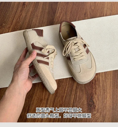 Leather cowhide German training shoes women's college style casual shoes 2025 new soft-soled casual flat-soled sports shoes