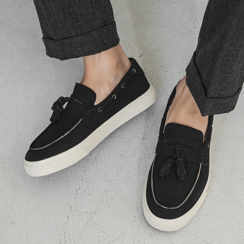 Suede Leather Handmade Loafers Leisure Walk Male Casual Shoes New Design Casual Slip on Flats Versatile Driving Shoes Moccasins