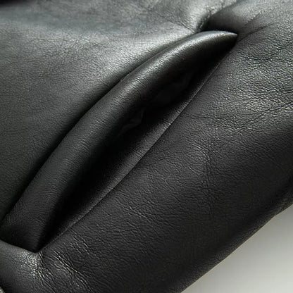 Women's Coat 2025 Autumn New Style Black Long-Sleeve Leather and Fur Integrated Coat with Belt High-End Outerwear Elegant