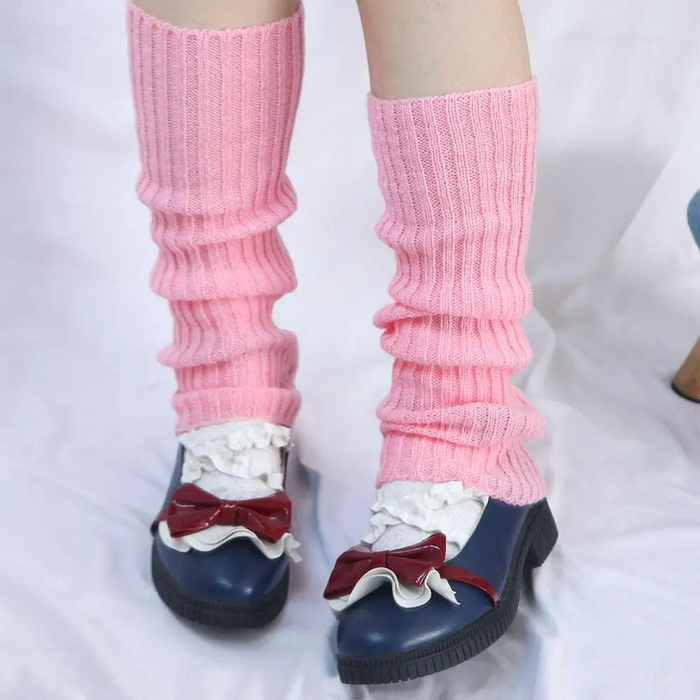 Winter Sweet Lolita Autumn Wool Ball Knitted Leg Warmers Leg Warm Socks Foot Cover Knee Cover