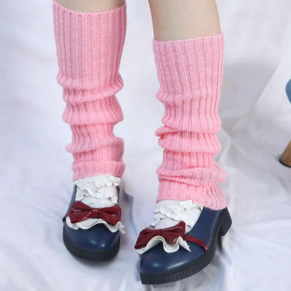Winter Sweet Lolita Autumn Wool Ball Knitted Leg Warmers Leg Warm Socks Foot Cover Knee Cover