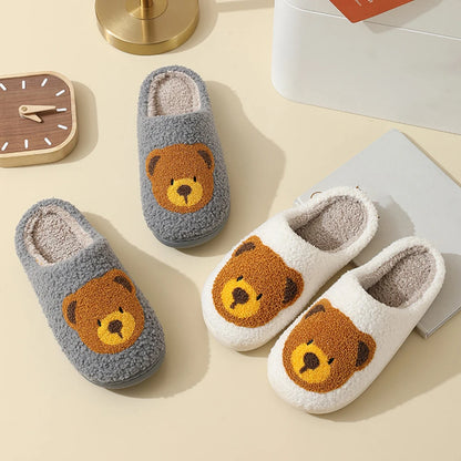 Cute Bear Slippers Fluffy Winter House Shoes Lightweight Women Winter Slippers Bedroom Slippers Cozy Soft Plush Home Slippers