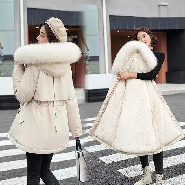 Winter Coat 2025 New Women's Thick Cotton Jacket Women's Medium long Korean version Fur collar Coat Female Warm Parka Overcoat