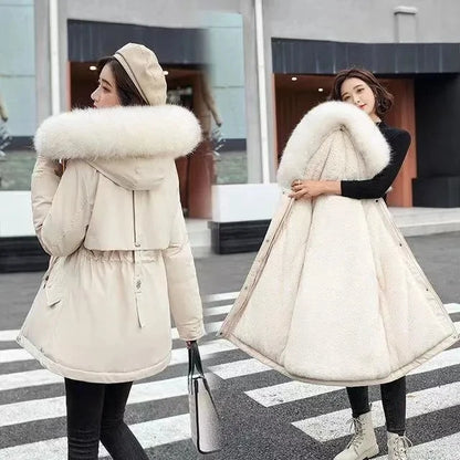 Winter Coat 2025 New Women's Thick Cotton Jacket Women's Medium long Korean version Fur collar Coat Female Warm Parka Overcoat