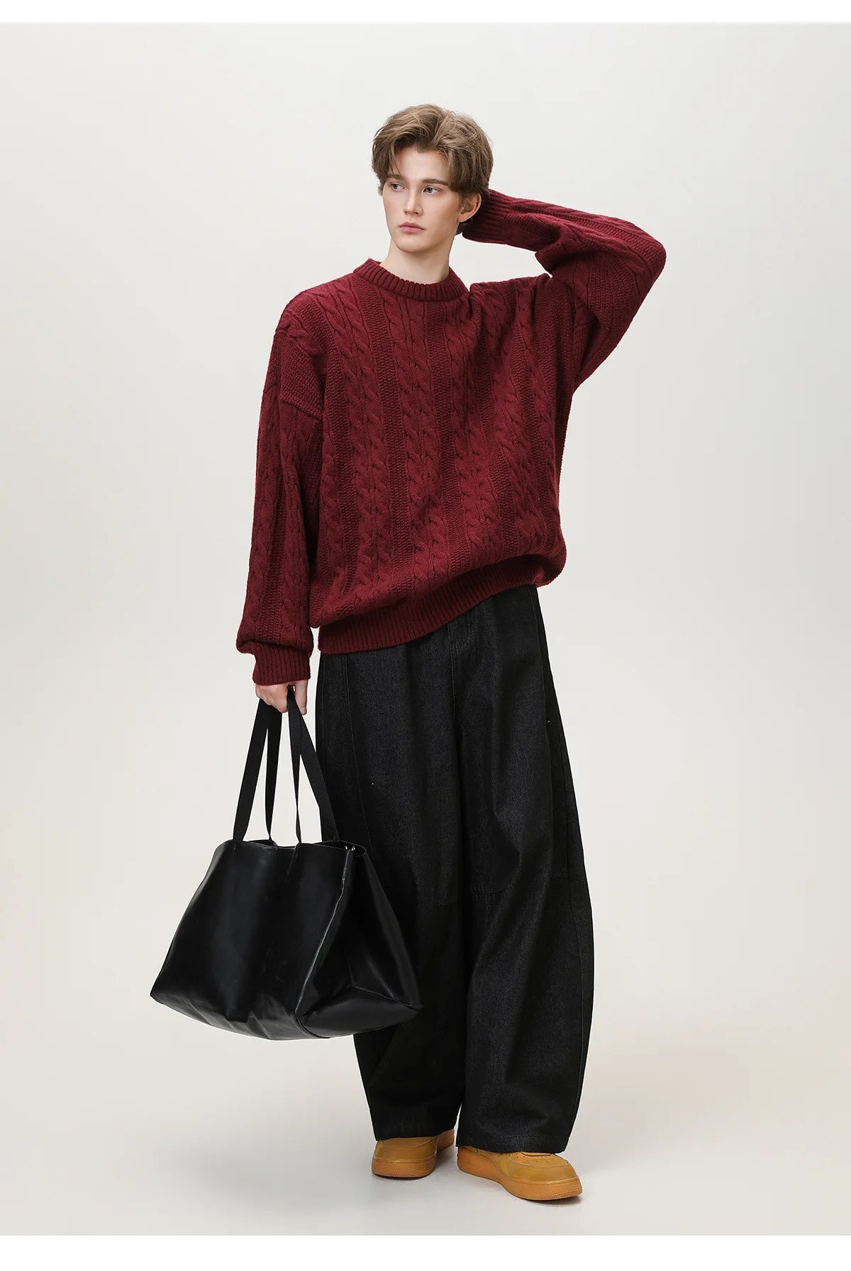 Men Winter Sweaters Men's Thick Twisted Flower Knitted Sweater Autumn Winter Round Neck Pullover Sweater Warm Top Women Sweater