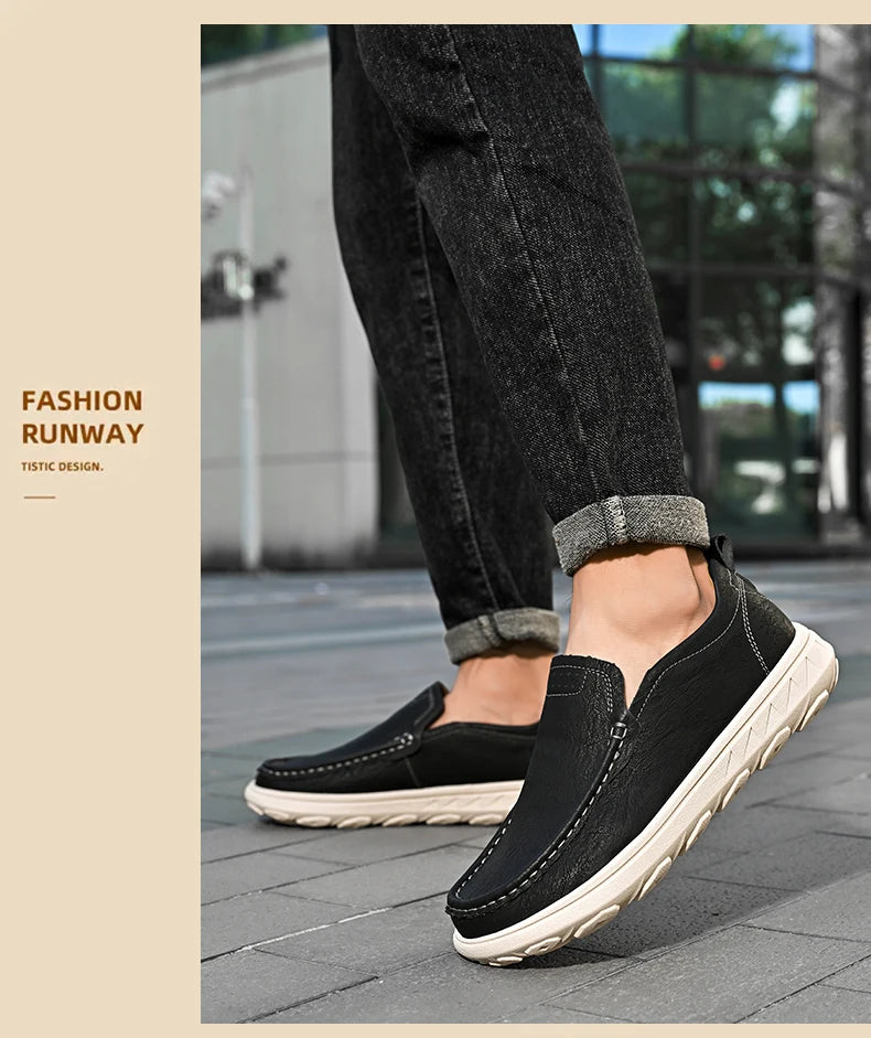 New Leather Men's Loafers Luxury Men Casual Shoes Fashion Lightweight Driving Shoes Breathable Men's Shoes Handmade Flat Shoes