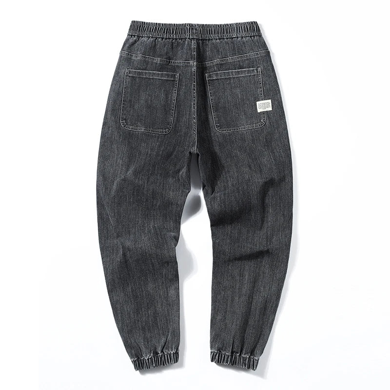 Jeans For Men Loose Fit Joggers Pants Oversize Baggy Pants Harem Wide Leg Elastic Waist Drawstring Male Denim Trousers Tapered