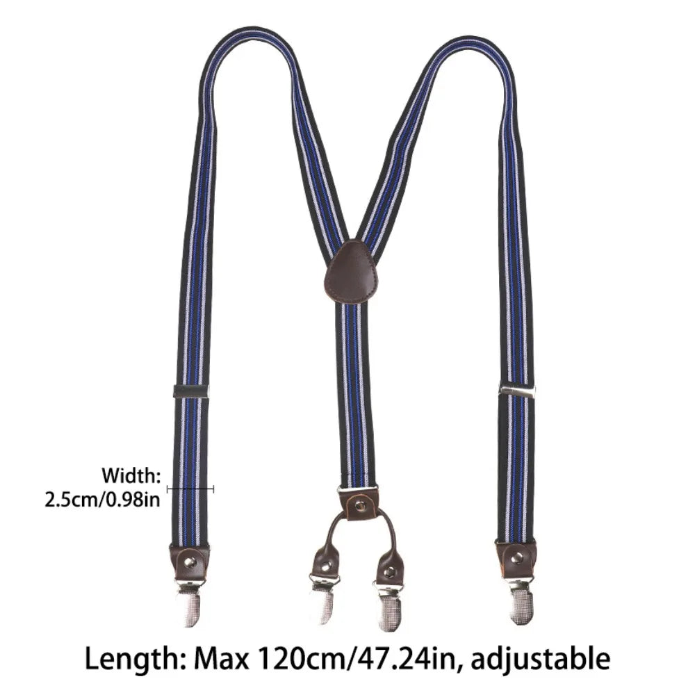 Fashion Retro Suspenders for Men British Style Metal Clip Y-Type Suspenders Anti-slip Suit Accessories Stripe Suspender Clip Men