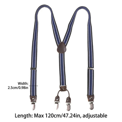 Fashion Retro Suspenders for Men British Style Metal Clip Y-Type Suspenders Anti-slip Suit Accessories Stripe Suspender Clip Men