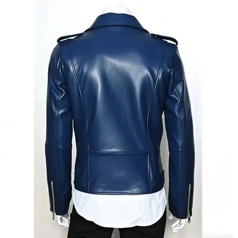 Men's Leather Jacket Fashionable Casual Coat Motorcycle Style Regular Cut Chinese Brand Stock AE New Autumn Winter Collection