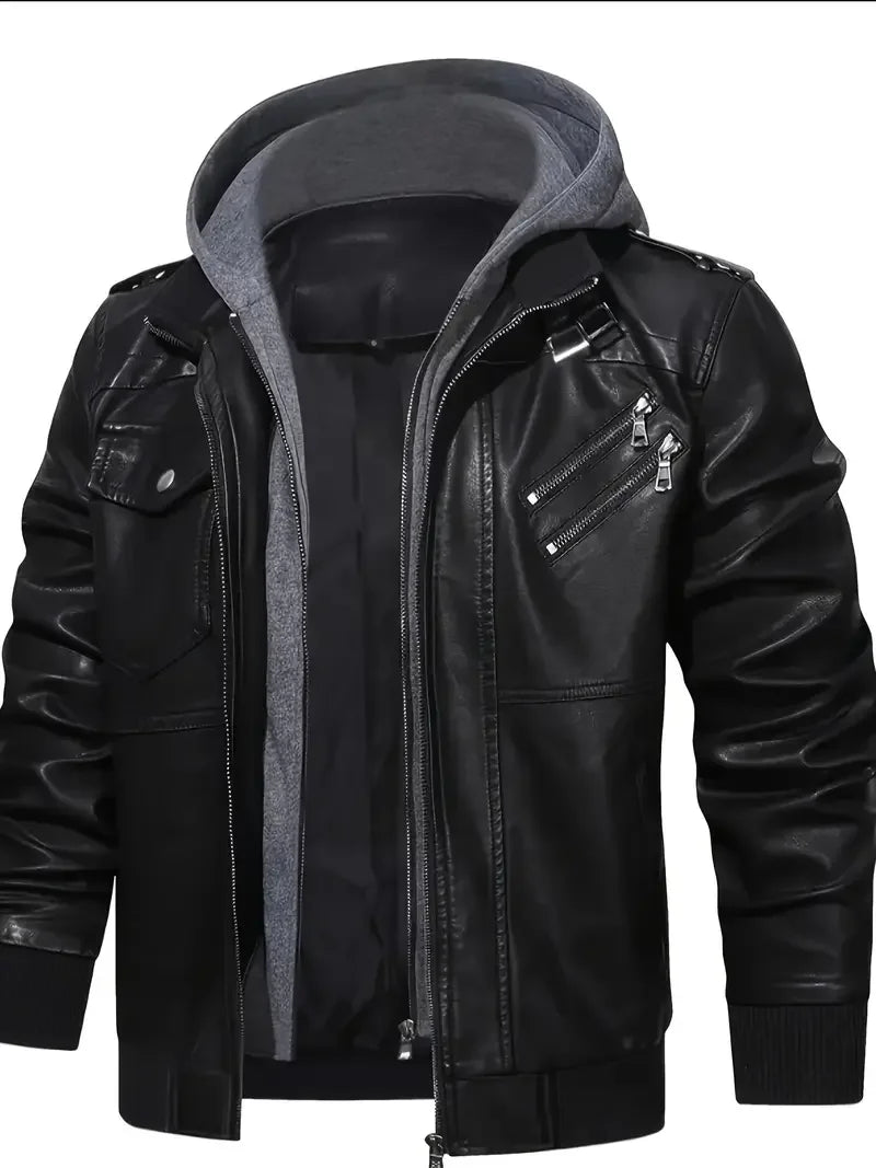 Motorcycle Leather Jackets Man Casual Fashion Motorcycle Coat Slim Fit Lapel PU Jackets Autumn Anti-wind Leather Coat Male