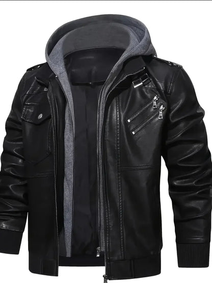 Motorcycle Leather Jackets Man Casual Fashion Motorcycle Coat Slim Fit Lapel PU Jackets Autumn Anti-wind Leather Coat Male